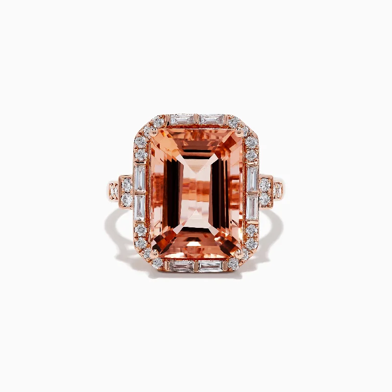 Personalized Engagement Rings For Women With Gold-Blush 14K Rose Gold Morganite and Diamond Ring