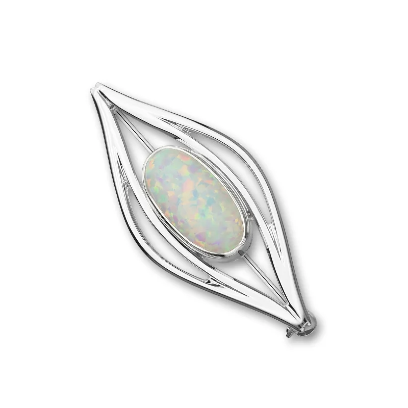 Enamel Floral Brooch-Sahara Sunset Silver Brooch SB148 White Opal