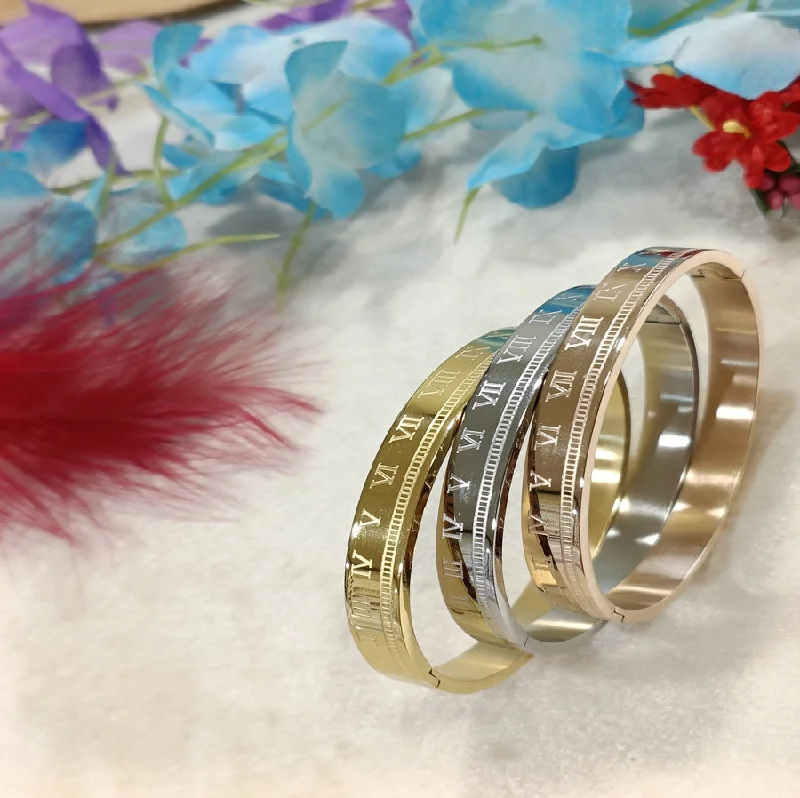 Rhinestone Bangles For Sparkling Fashion-Tarohi Jewels Set of Three Stainless Steel Unisex Kada- STKD 4143