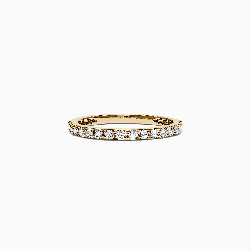 Wedding Bands With Unique Diamond Cuts-D'Oro 14K Yellow Gold Diamond Band, 0.34 TCW