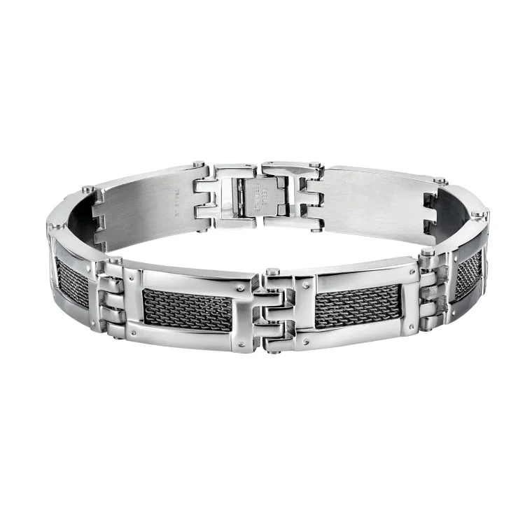 Couples Bracelets Set-Stainless Steel Mesh Insert 4-Way Bracelet