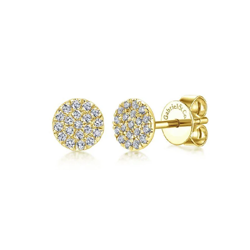 Birthstone Necklaces For Every Month -Sparkling Earrings-Gabriel & Co. - EG12966Y45JJ - 14K Yellow Gold Round Cluster Diamond Stud Earrings