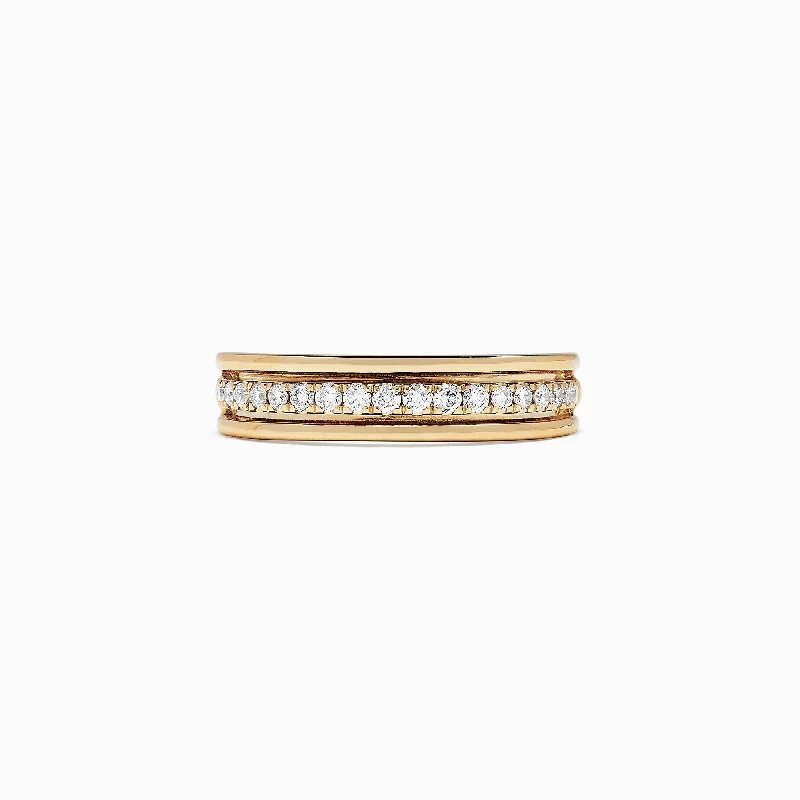 Wedding Rings With White Sapphires-D'Oro 14K Yellow Gold Diamond Band, 0.25 TCW