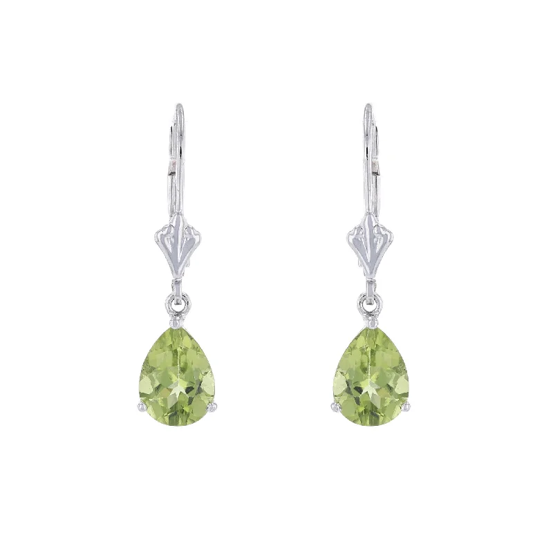 Luxury Crystal Necklaces For Glamour -Double Drop Earrings-Pear Peridot Dangle Earrings