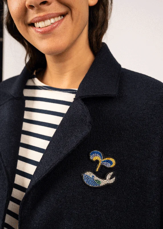 Gemstone Brooch-Whale embroidered brooch - SAINT JAMES x Macon & Lesquoy (BLANC/BLEU)