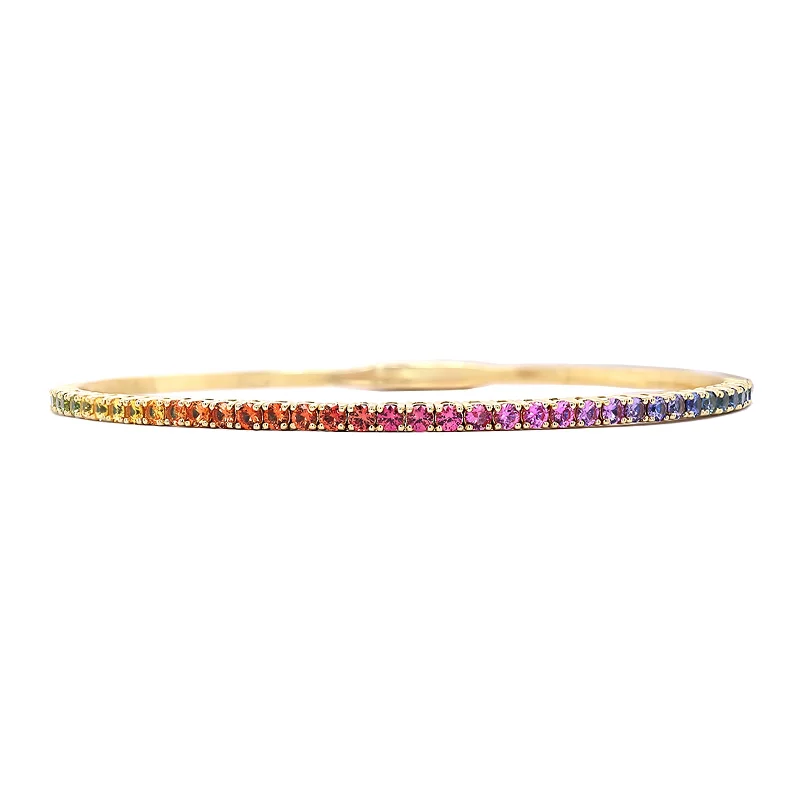 Gemstone Healing Bracelets-Rainbow Sapphire Flex Bangle