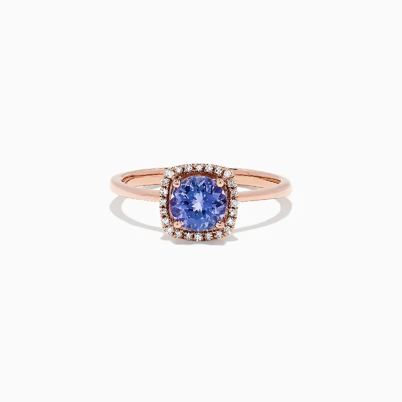 Personalized Wedding Bands With Gold-Nahla Siri 14K Rose Gold Tanzanite and Diamond Ring, 0.81 TCW