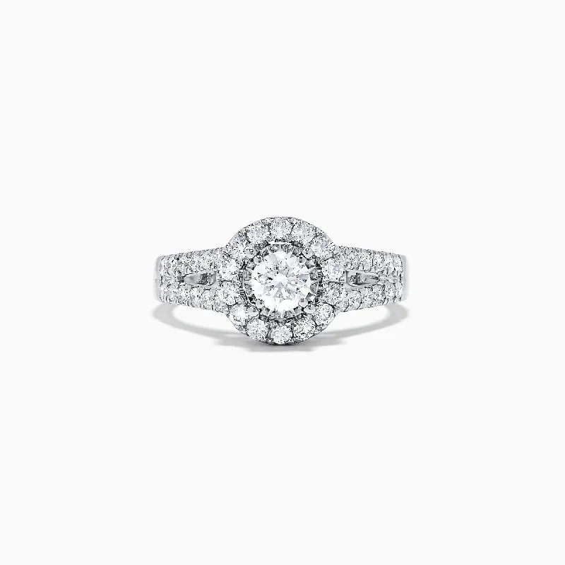 Vintage Wedding Rings With Diamonds-Bridal 14K White Gold Diamond Ring, 1.02 TCW