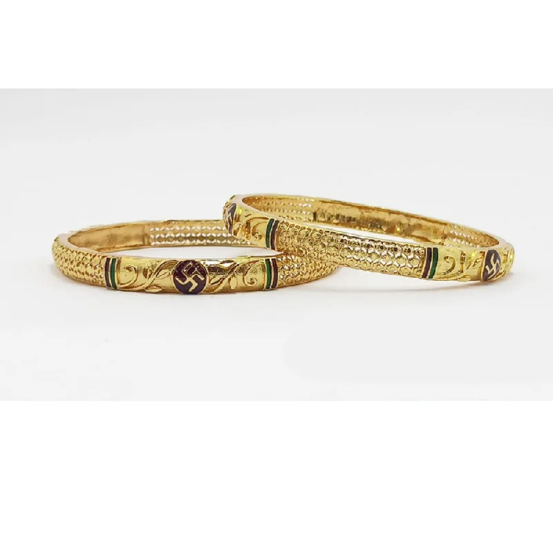 Double-Strand Bangles For Bold Look-SP Jewellery Gold Plated Bangle Set