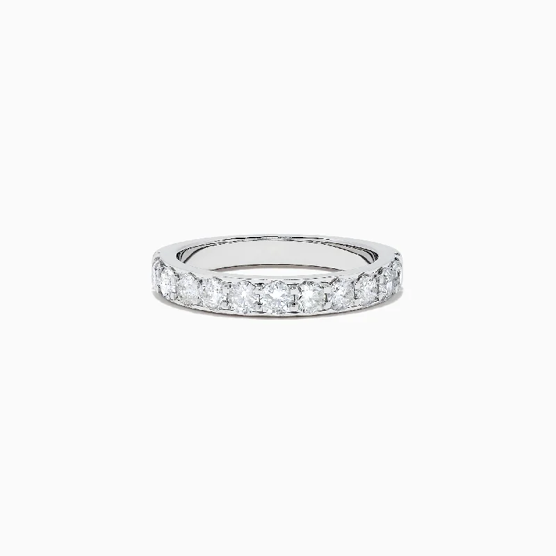 Personalized Engagement Bands With Gold-Bridal 14K White Gold Prong Set Diamond Band, 0.98 TCW