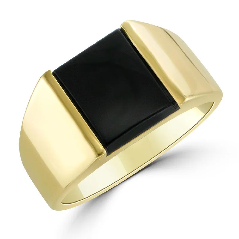 Wedding Rings With Pink Diamonds-Men's 14KT Onyx Fashion Ring