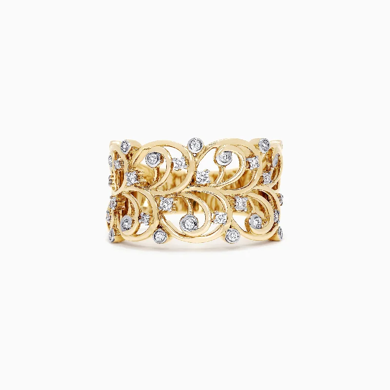 Wedding Rings With Unique Cut Diamonds-D'Oro 14K Yellow Gold Diamond Vine Ring, 0.26 TCW