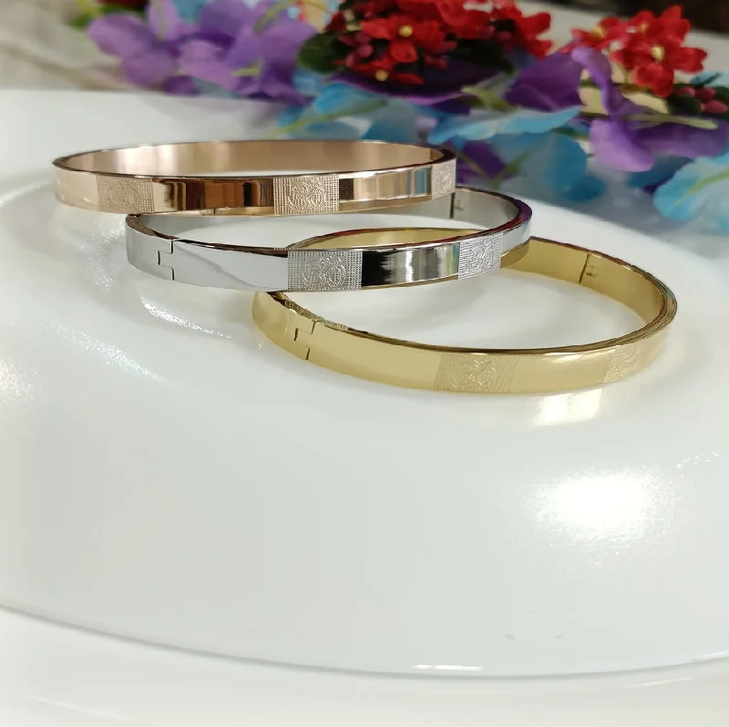 Stone Set Bangles For Extra Glam-Tarohi Jewels Set of Three Stainless Steel Unisex Kada- STKD 4148