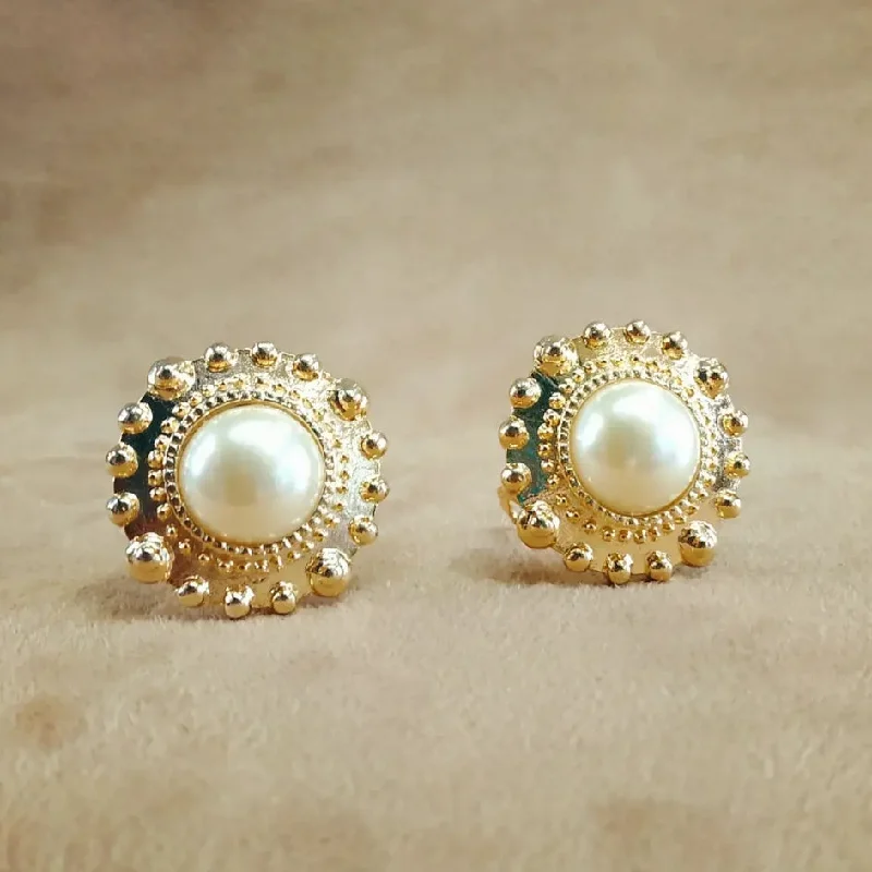 Luxury Diamond Necklaces For Women -Geometric Earrings-Vintage Gold Round Pearl Earrings Clip On