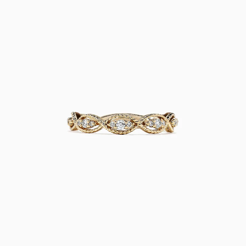 Modern Diamond Rings For Engagement-D'Oro 14K Yellow Gold Diamond Ring, 0.20 TCW