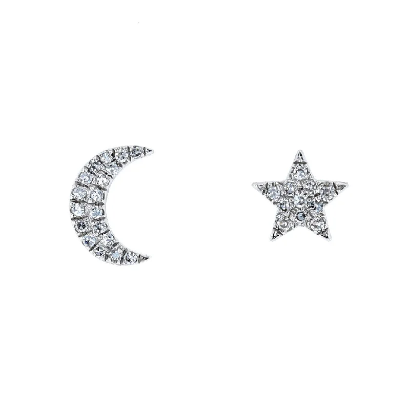 Silver Cross Necklaces For Faithful -Festive Earrings-Diamond Moon & Star Stud Earrings