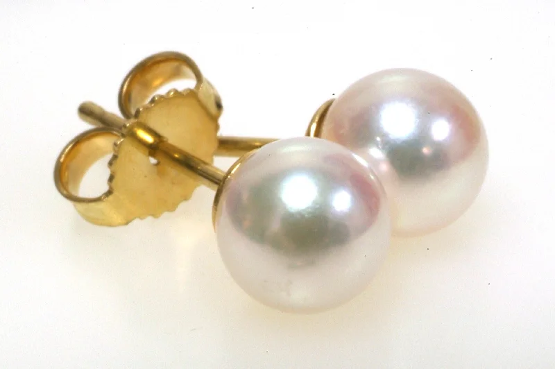 Vintage Necklaces For Collection -Fashion Earrings-5.5MM Pearl Stud Earrings in 14K Yellow Gold SE00860