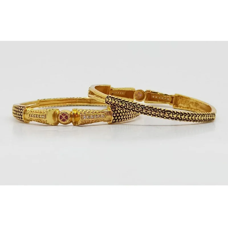 Elegant Gold Bangles For Special Occasions-SP Jewellery Gold Plated Austrian Stone Bangle Set