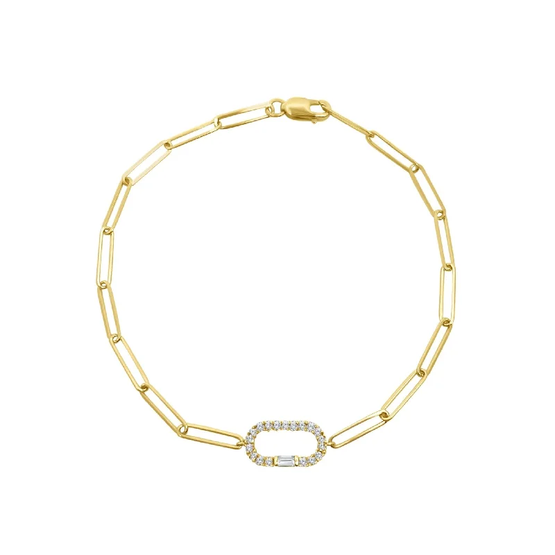 Trendy Charm Bracelets For Kids-Gold & Diamond Paper Clip Bracelet