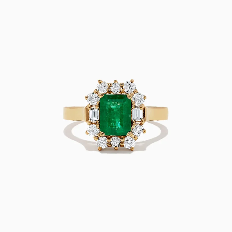 Women's Wedding Rings With Rubies And Diamonds-Brasilica 14K Yellow Gold Emerald and Diamond Ring, 2.09 TCW