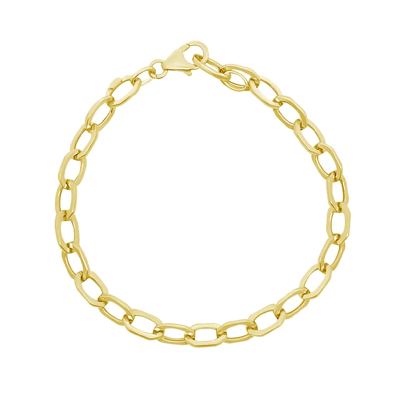 Silver Plated Bracelet For Women-Gold Octagon Link Bracelet