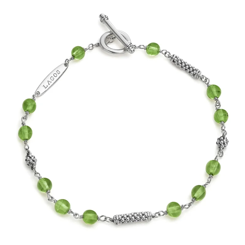 Fashion Forward Bracelets-Peridot Beaded Bracelet