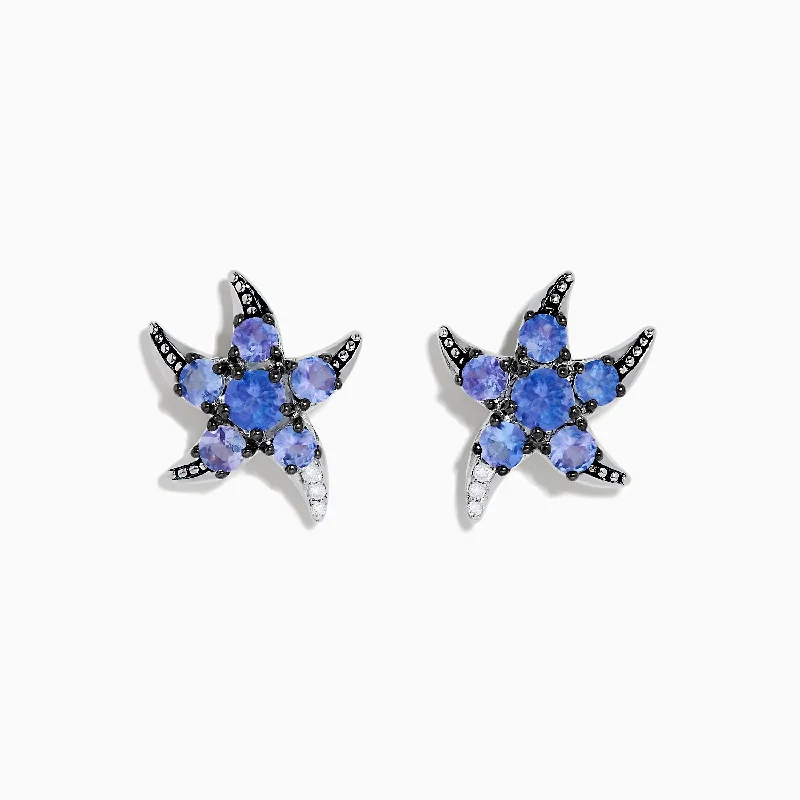 Unique Silver Pendant Necklaces For Everyday -Gold And Pearl Earrings-925 Sterling Silver Tanzanite and Diamond Starfish Earrings