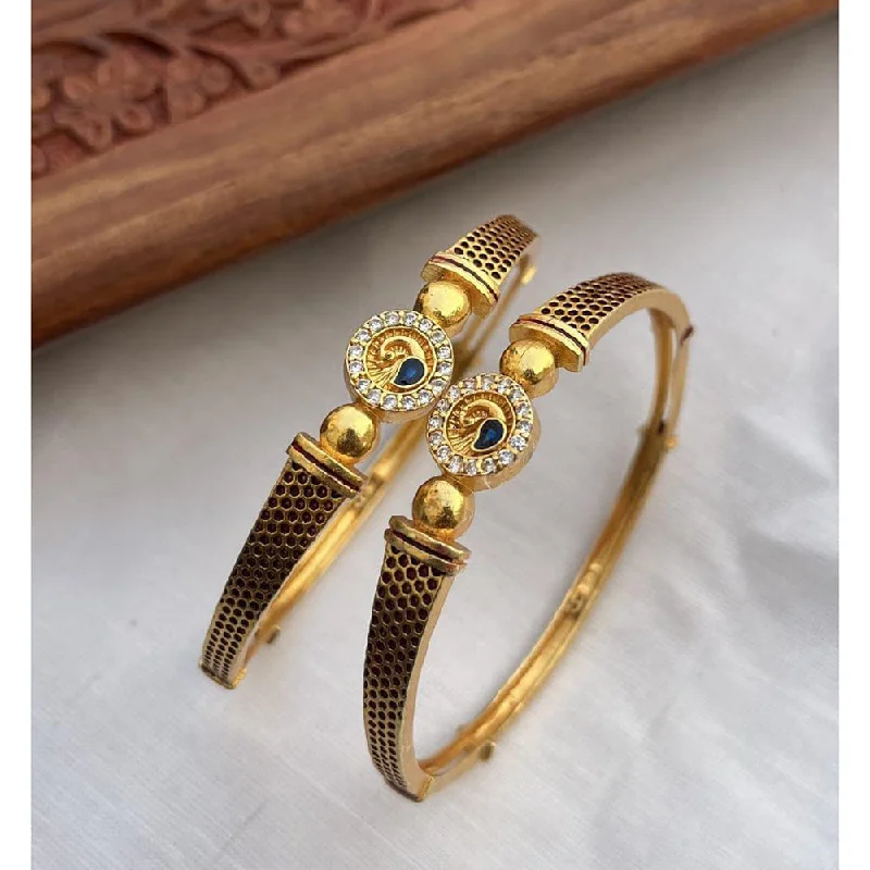 Trendy Hoop Bangles For Bold Looks-SP Jewellery Gold Plated Austrian Stone Bangle Set