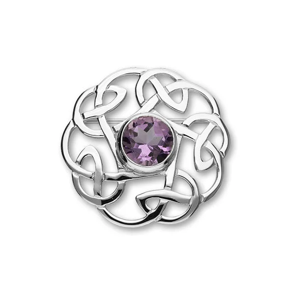 Bird Brooch-Celtic Silver Brooch CB62 Amethyst