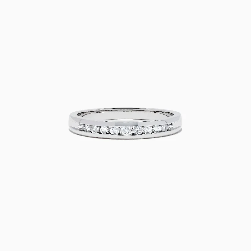 Wedding Rings With Brilliant Diamonds-Bridal 14K White Gold Channel Set Diamond Band, 0.24 TCW