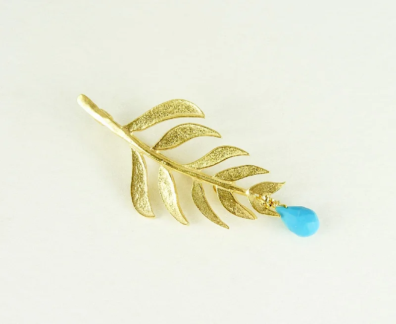 Crystal Pearl Brooch Pin-Kiki Brooch with Turquoise