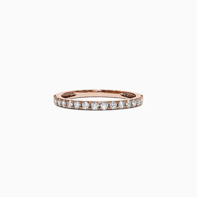 Custom Wedding Rings With Large Diamonds-Pave Rose 14K Rose Gold Diamond Band, 0.34 TCW