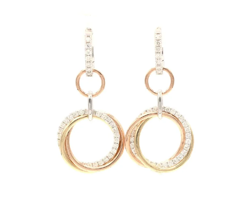 Personalized Letter Necklaces For Special Gifts -Color Block Hoop Earrings-New 1.37ctw Diamond Tri-Color Circle Dangle Earrings in 14K