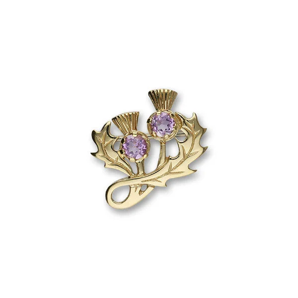 Brooch with Swarovski Crystals-Thistle Gold Brooch GCB34